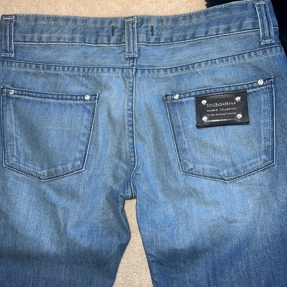 Dolce & gabbana jeans straight leg denim crystal accent buttons silver emblem - Picture 3 of 9